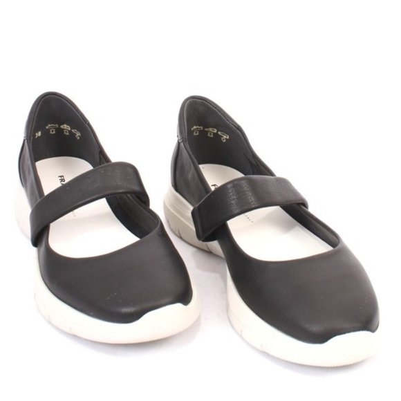Frau 43k Black Leather Comfortable Flats Shoes - Picture 2 of 8
